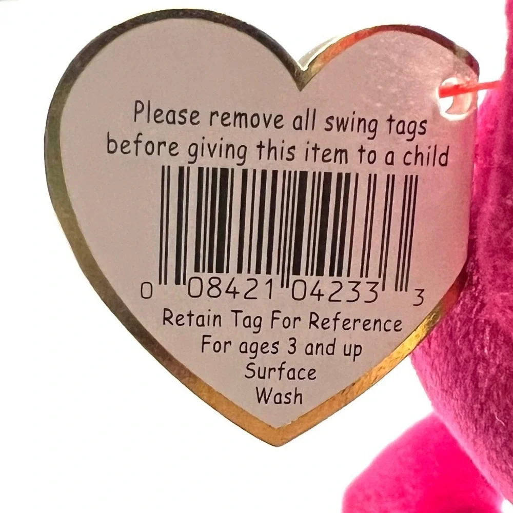 Ty Beanie Baby Valentina the Bear Fuchsia Pink Heart 1998 Retired Plush Toy 4233